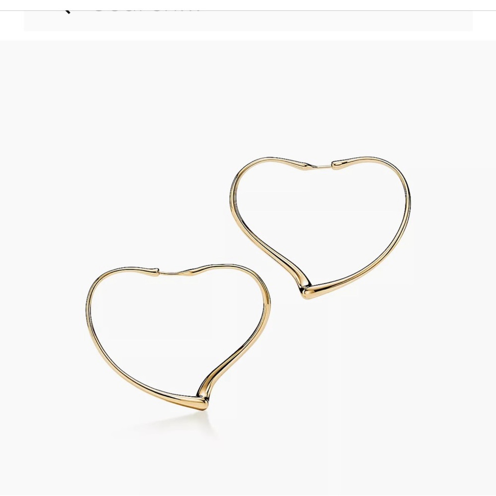 Tiffany and Co, Elsa Peretti 18 CT gold heart hoop earrings (medium)